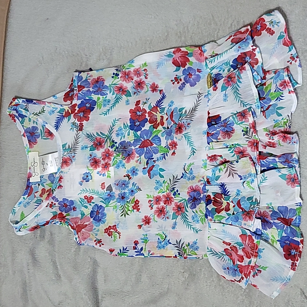 NWT Floral sheer Jessica Simpson top with ruffles